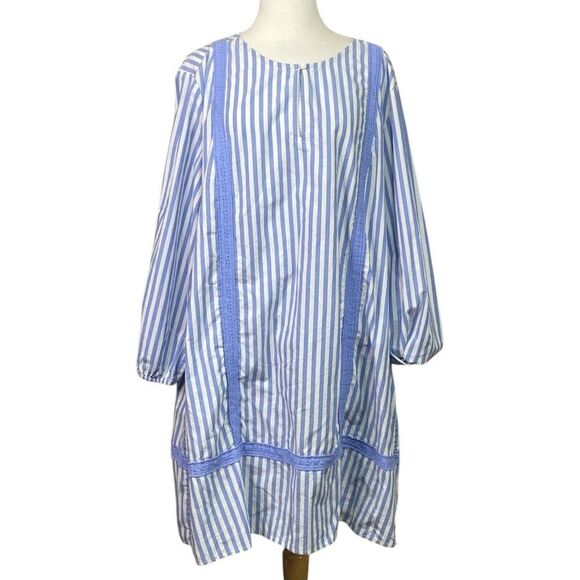 Lands' End Blue White Striped Shirt Dress Plus Size 2X - Picture 1 of 6